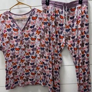 Little Sleepies Pink Butterfly Print Pajama Set